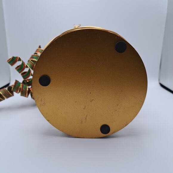 Gold Tone Wire Hurricane Candle Holder with Handle Removable Ribbon Home Decor - Picture 6 of 8